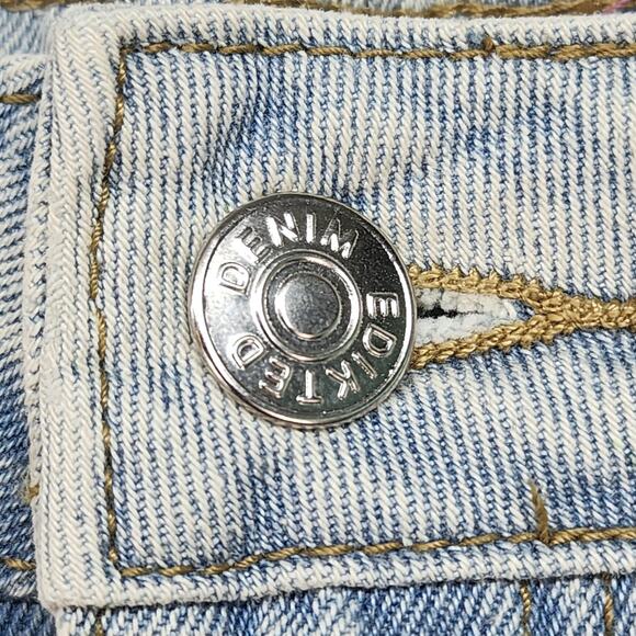 NWT Edikted Wide Leg Jean LARGE 32x30 Cotton Light Blue Denim Bow Pocket Relaxed - Picture 9 of 16